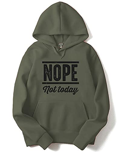 ADRO Nope Not Today Mens Printed Hoodies/Mens Sweatshirts (H21-M-NOP-OL_Olive_XL)