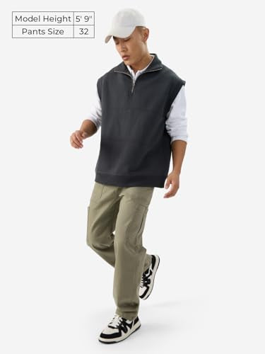 The Souled Store Solids: Light Olive Straight Fit Cotton Blend Cargo Jeans For Men And Boys - Effortless Utility And Style Combi