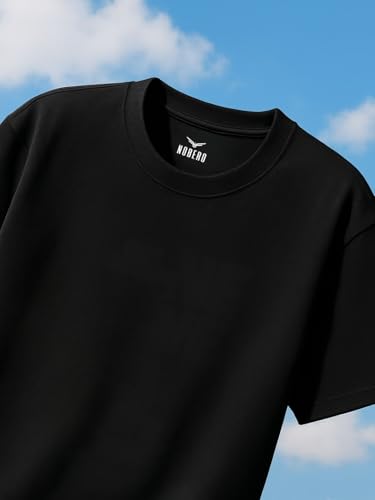 Nobero MenS Solid Oversized Fit T-Shirt (1M-Twts-R0039_Black