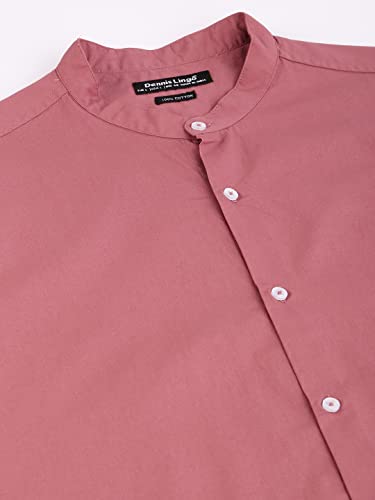 Dennis Lingo MenS Solid Chinese Collar Dusty Pink Casual Shirt
