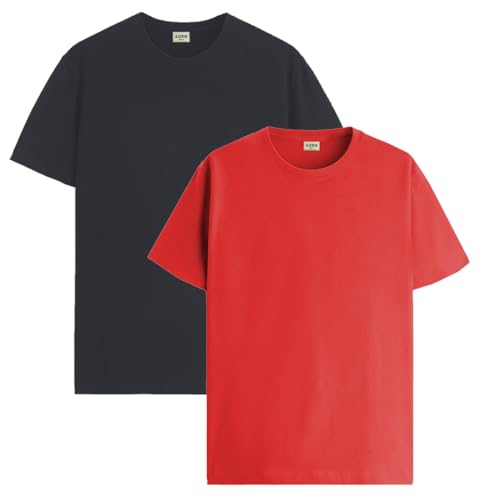 ADRO Mens T Shirts | Solid Tshirts for Men | Pure Cotton Lycra Fabric | 4 Way Stretch Smart tech Tshirt | Pack of 2 Round Neck T