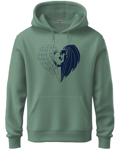 ADRO Men's Cotton Neck Hooded Sweatshirt (H24-DEVI-PT-S_Pista)