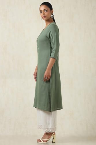 Soch WomenS Cotton Embroidered Regular Kurta (Cws5Ku61165_Olive