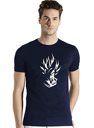 ADRO Anime Printed Mens T-Shirts (RNR-M-GOK-NB_Navy_XL)