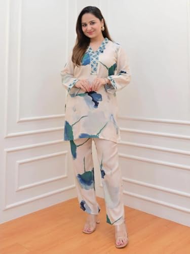 Dhruvi Trendz Rayon WomenS Casual Regular Pajama Set (Dt-W1817&Tr874_Off White_3Xl)