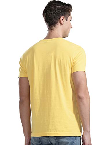 ADRO Men's USA American Flag Printed Cotton T-Shirts (RNR-M-NWW-LY_Light Yellow)