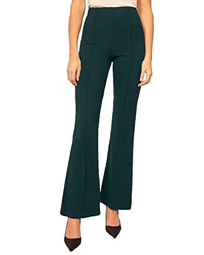 Leriya Fashion Womens Yoga Dress Pants Stretchy Work Slacks Business Casual Office Straight Leg/Bootcut Elastic Waist with 2 Po