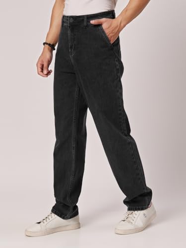 Style Quotient Men Black Relaxed Fit High Rise Cotton Jeans