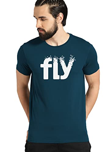 ADRO Men's Printed Cotton T-Shirt | Regular Fit | Round Neck | RNR-M-FLY-SB