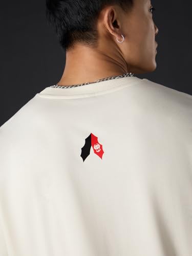The Souled Store HTTYD: Night Fury Chibi Men and Boys Short Sleeves Round Neck Off White Graphic Printed Cotton Breathable Light