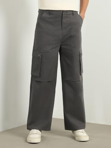 Nobero MenS Loose Pants (1M-Bwcp-R0005_Charcoal Melange