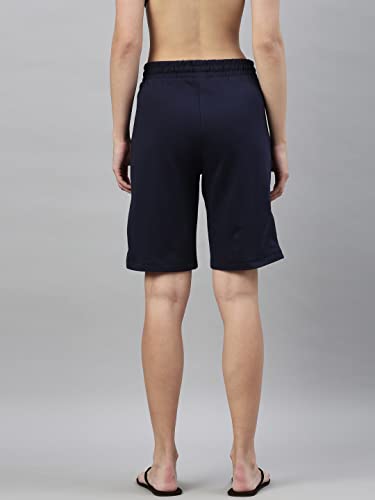 Enamor Essentials Womens Mid Rise Relaxed Fit 100% Cotton Knee Length Shorts Bermuda with Elasticated Waistband and Pockets - E