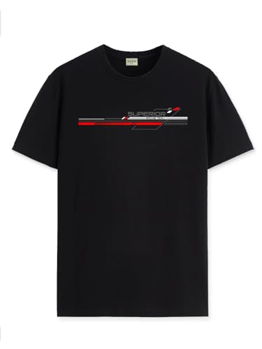 ADRO Men's Graphic Printed 100% Cotton T-Shirt - Regular Fit, Printed T-Shirts for Men (RN24-RAC-BL_Black_XL)