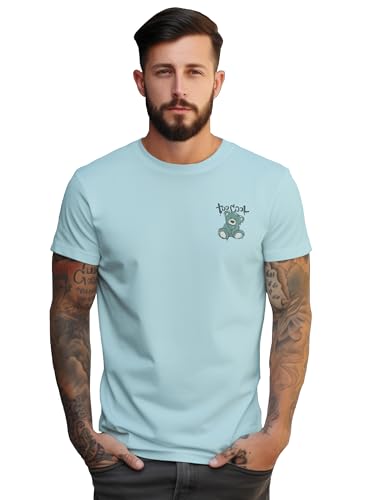 Peppyzone Mens Regular Fit T-Shirt (PZ-RT-Teddy16FB-20FB_Sky Blue2
