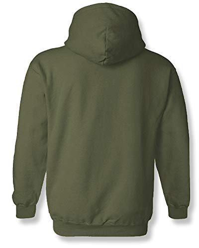 ADRO Men's Cotton Neck Hooded Sweatshirt (H-M-PC-OL_Olive)