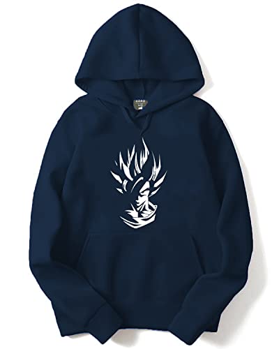 ADRO Men's Cotton Neck Hooded Sweatshirt (H21-M-GOK-NB_Navy_XL)