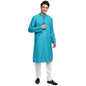 Fabindia Men Silk Chinese Collar Long Kurta Viscose_L Blue