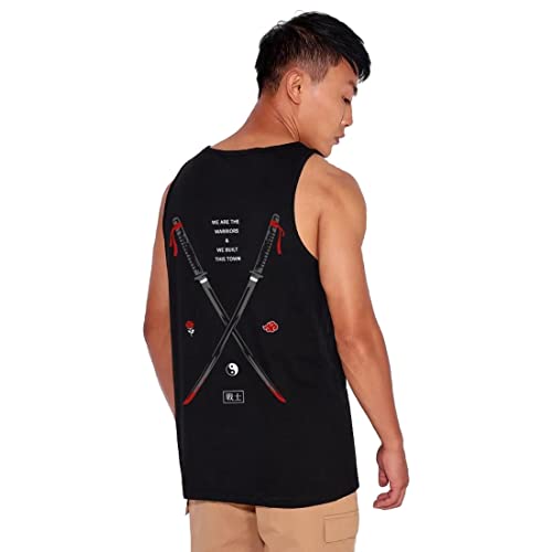 Bewakoof Mens Warriors Graphic Print 100% Cotton Vest- Regular Fit, Round Neck, Sleeveless Black