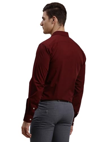 Turtle Men 100% Cotton Slim Fit Maroon Solid Formal Shirt