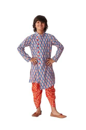 Pspeaches Boys Floral Printed Regular Kurta With Dhoti Pants (14-15Years)