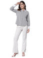 Style Quotient Women Striper Grey and White Polyester Formal Shirt