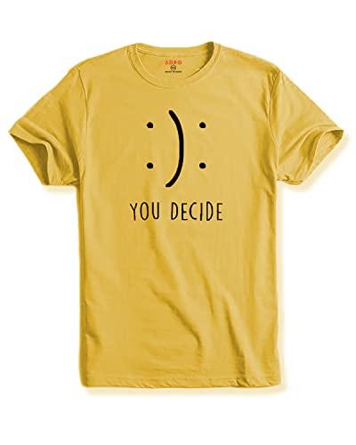 ADRO You Decide Mens Printed T-Shirts (RNR-M-DEC-LY_Light Yellow_XL)