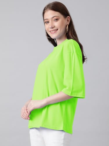 KOTTY Womens Cotton Blend Solid Oversized T-Shirts