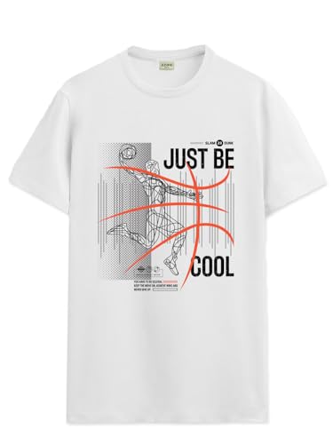 ADRO Men's Graphic Printed 100% Cotton T-Shirt - Regular Fit, Printed T-Shirts for Men (RN24-BCL-WH_White_XL)