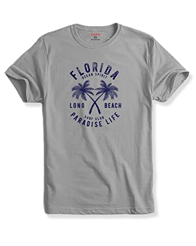 ADRO Florida Paradise Life Mens Printed T-Shirt (XL, Grey)
