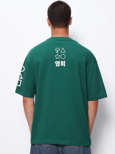 Bewakoof Official Squid Game Merchandise Squid Game Mens Graphic Print Super Loose Fit Half Sleeve Round Neck Cotton T-Shirt_65