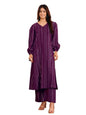 Varanga Women Purple Lurex A- Line Kurta With Trousers