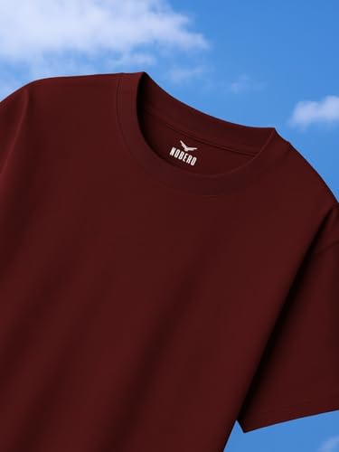 Nobero MenS Solid Oversized Fit T-Shirt (1M-Twts-R0039_Maroon