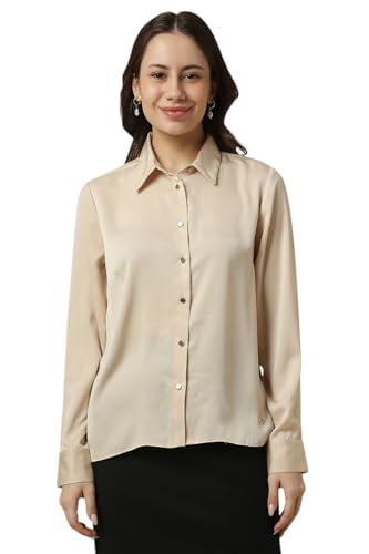 Allen Solly Women Solid Formal Cotton Full Sleeve Stretch T-Shirt