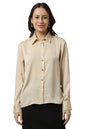 Allen Solly Women Solid Formal Cotton Full Sleeve Stretch T-Shirt