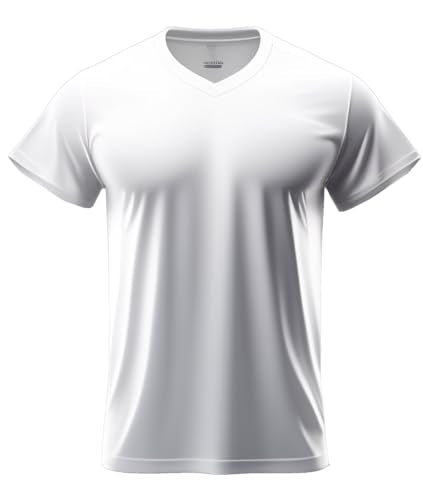 ADRO Mens V Neck T-Shirt|100% Combed Cotton T-Shirt|V-Neck Half Sleeve T-Shirt|VN24-M-PLN-WH-XL White