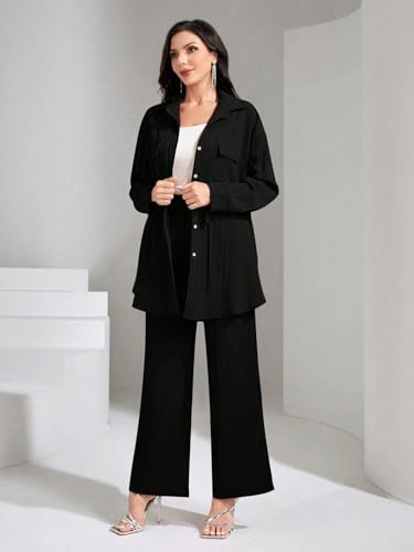 Tadkee Polyester WomenS Solid Color Casual Long Sleeve Top And Pant Co-Ord Set With Pockets | Co Ord Set For Women | Kurta Set