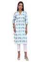 Aurelia WomenS White Geometric Printed Cotton Rayon Straight Kurta (Size: L)-A15974-705655