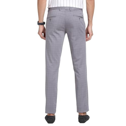Turtle Men Cotton Stretch Ultra Slim Fit Grey Casual Trouser