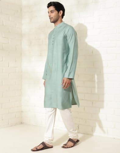 Fabindia Men's Viscose Silk Solid Slim Kurta