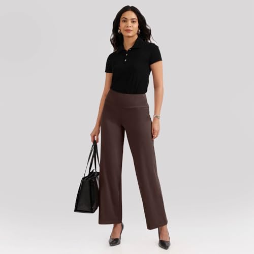 BlissClub Ultimate Flare Pants Lite for Women Above 55 ft Tall | High Waist Trousers and Formal Pants for Office wear | Comfort