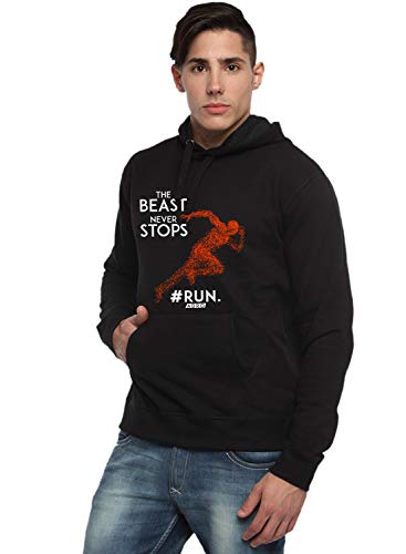 ADRO Men's Motivation Workout Printed Cotton Hoodies (H-M-STO-BL_Black)
