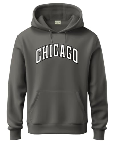 ADRO Men's Cotton Neck Hooded Sweatshirt (H24-CAGO-SG-2XL_Steel Grey)