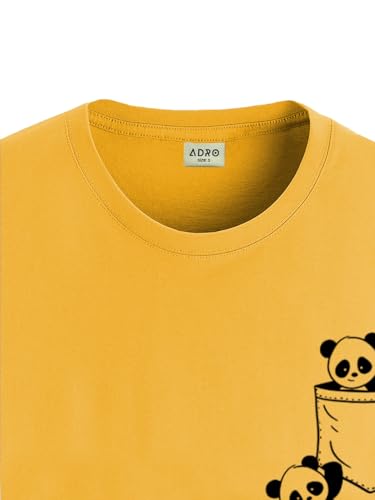 ADRO Men's Solid Regular Fit T-Shirt (RN24-POC-MU_Mustard