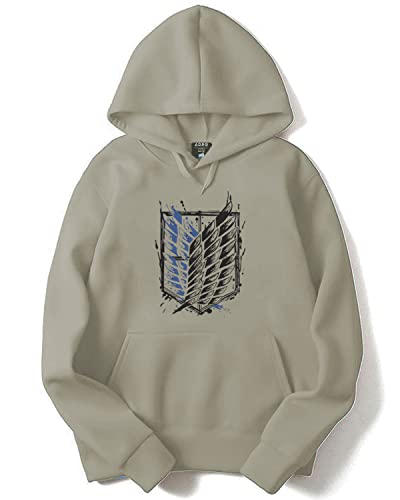ADRO Men's Cotton Neck Hooded Sweatshirt (H22-1-WINN-CH_Beige_XL)