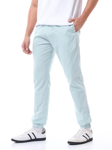 Bewakoof MenS Solid Regular Fit Cotton Joggers Blue