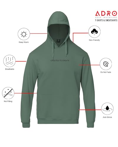 ADRO Mens Printed Hoodies in Premium Cotton Fleece 340 GSM (H23-M-CRE-PT_Pista)
