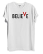ADRO Men's Believe Design Printed T-Shirt (M, White)