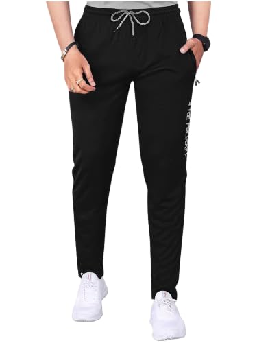 Pinkmint Lycra Track Pant for Men Soild Jogger Parfect Gym, Active, Sports, Yoga, Home, Regular Wear (Pack of 1) Black