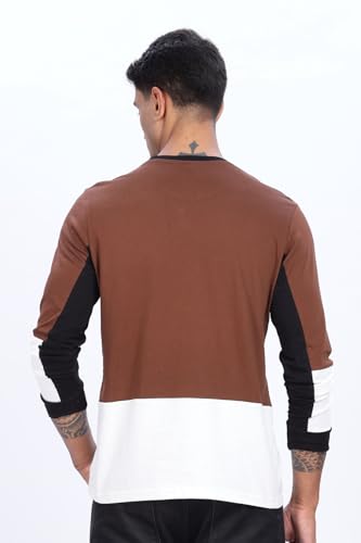 ADRO Men Full Sleeve T-Shirt | Premium Cotton Tshirt for Men| Casual Fashion Relaxed Fit Full Sleeve Round Neck Tshirt|FR24-BRWS