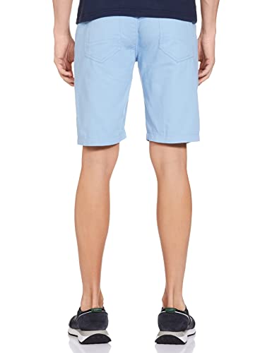 The Indian Garage Co Men Slim Fit Solid Mid-Rise Chino Shorts Lt Blue